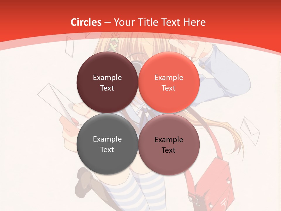 A Girl With A Red Purse Is Sitting On A Red And White Background PowerPoint Template