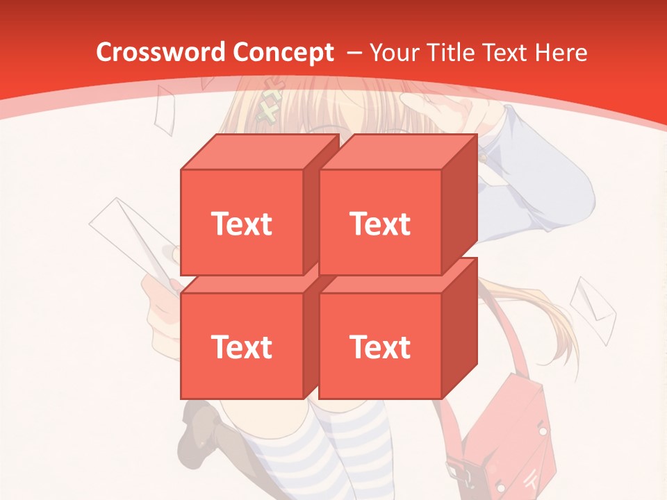 A Girl With A Red Purse Is Sitting On A Red And White Background PowerPoint Template