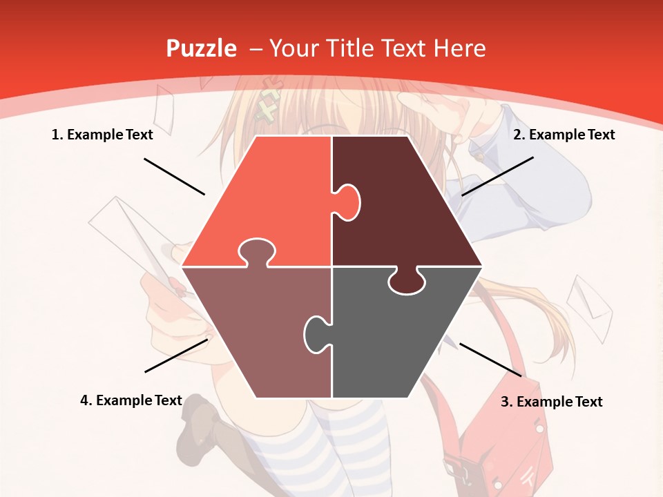 A Girl With A Red Purse Is Sitting On A Red And White Background PowerPoint Template