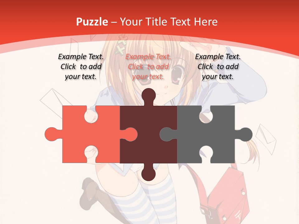 A Girl With A Red Purse Is Sitting On A Red And White Background PowerPoint Template