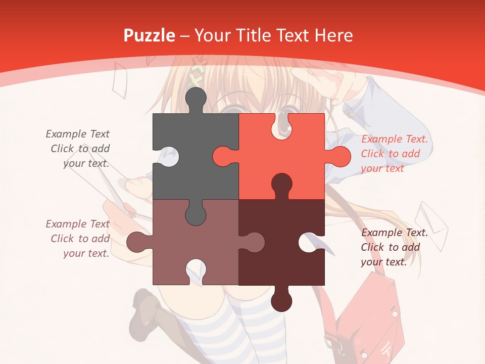 A Girl With A Red Purse Is Sitting On A Red And White Background PowerPoint Template