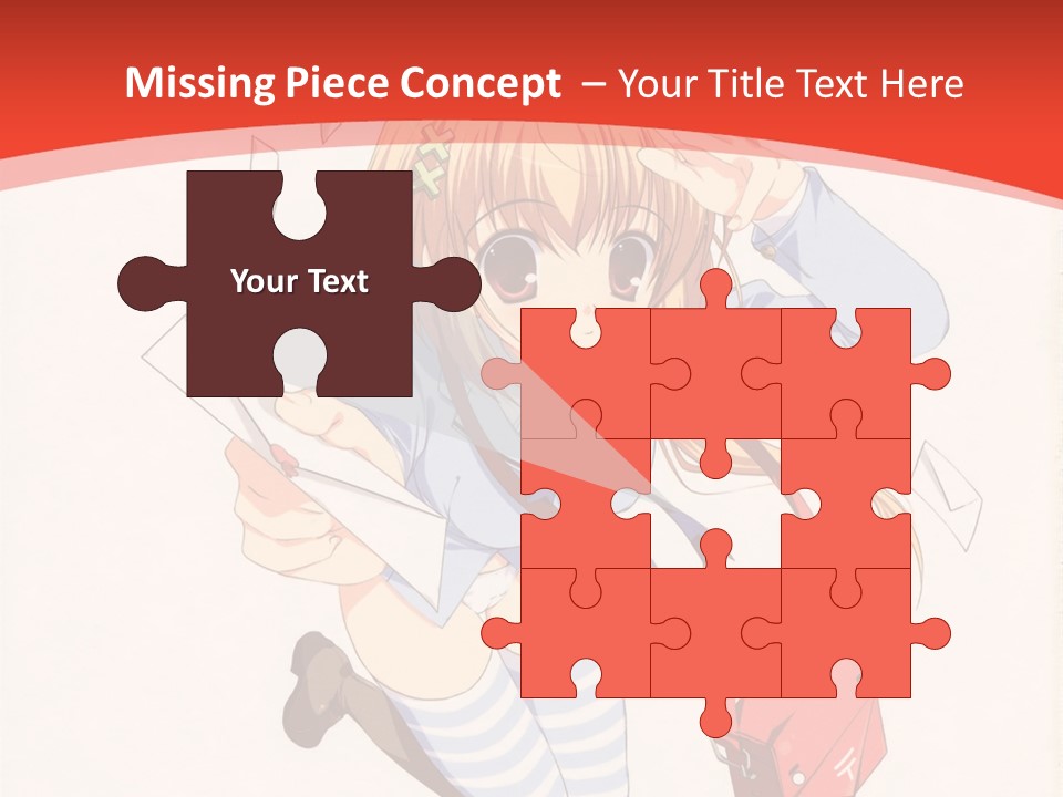 A Girl With A Red Purse Is Sitting On A Red And White Background PowerPoint Template