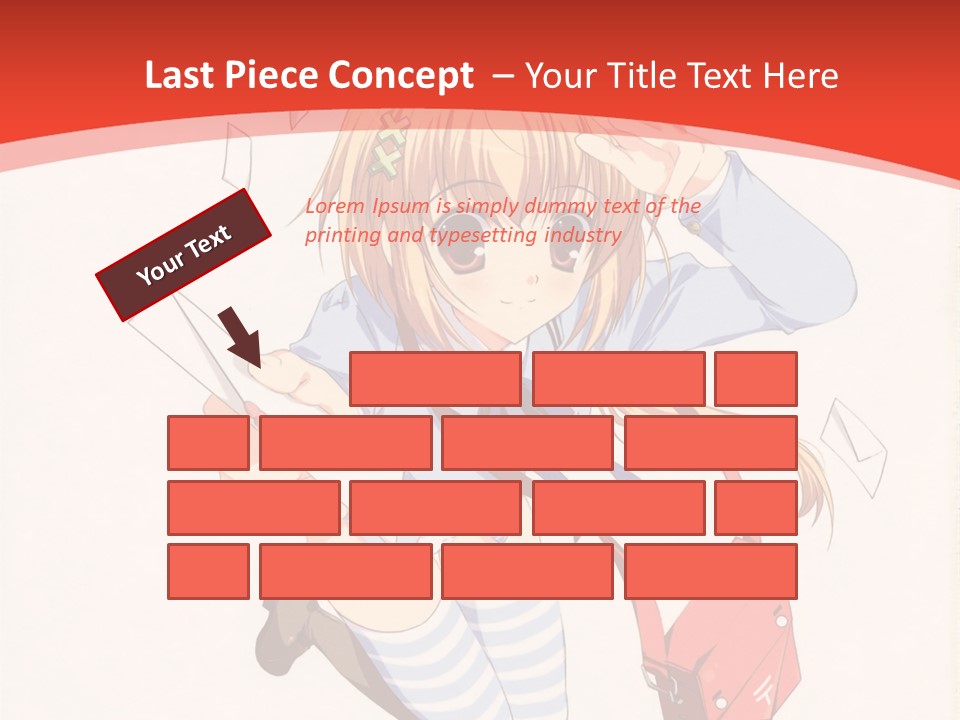 A Girl With A Red Purse Is Sitting On A Red And White Background PowerPoint Template