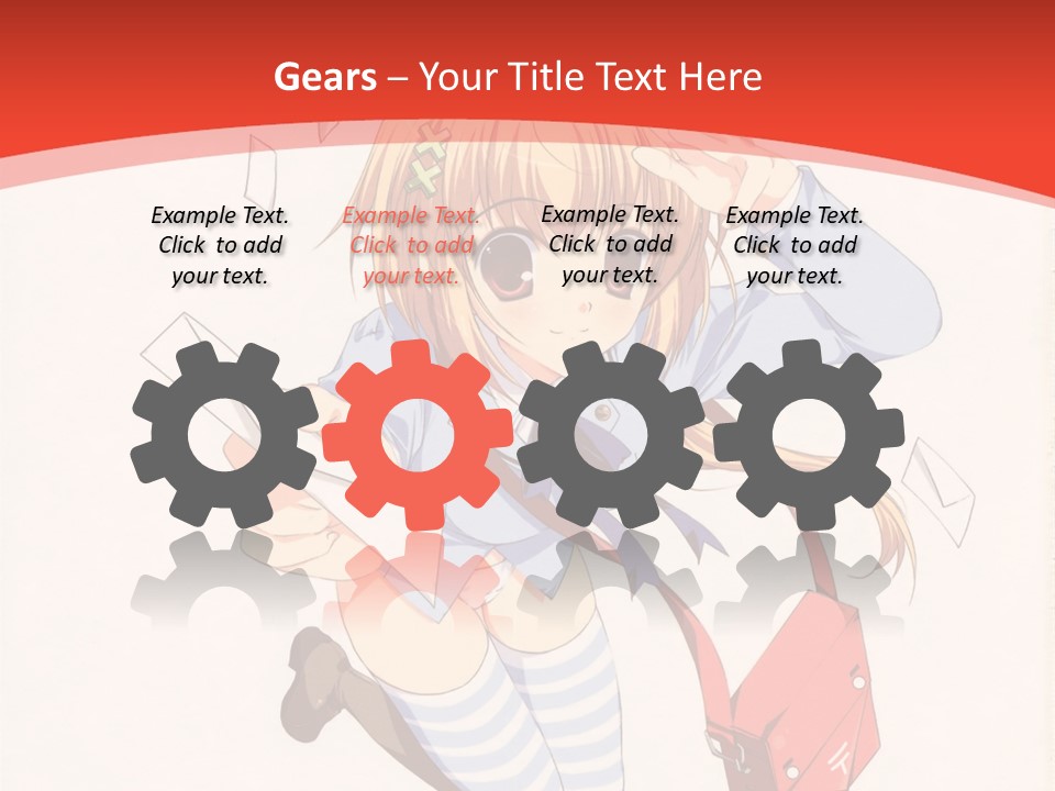 A Girl With A Red Purse Is Sitting On A Red And White Background PowerPoint Template