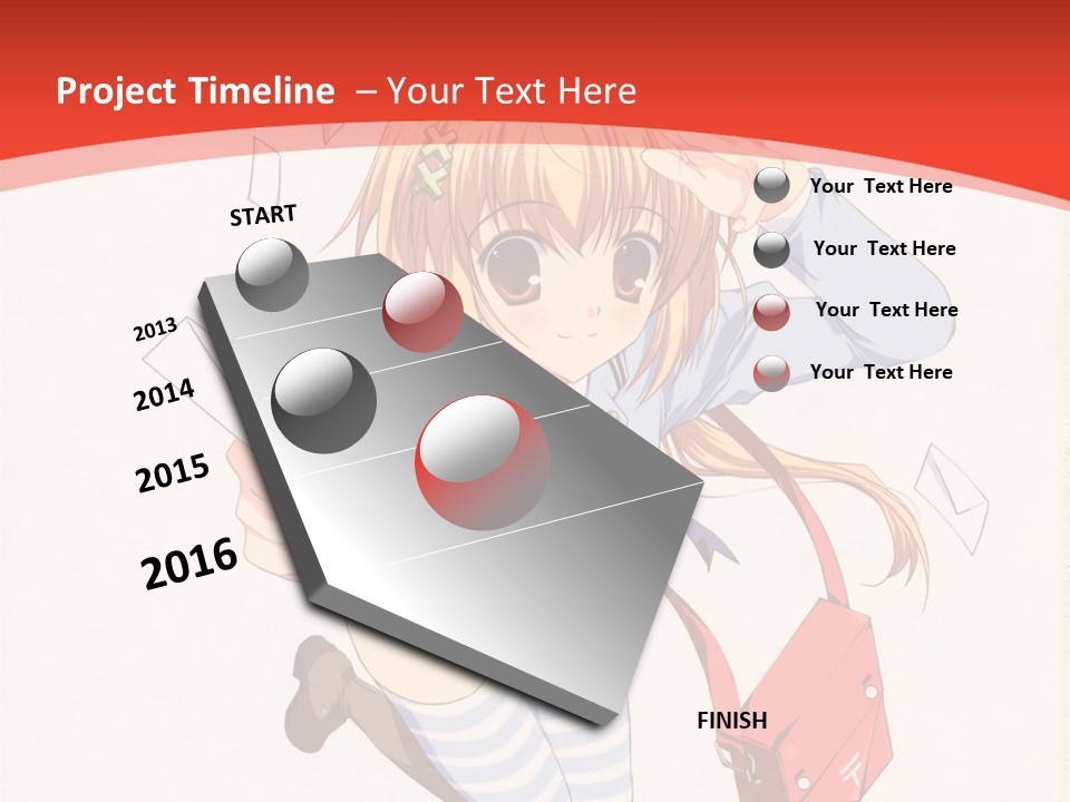 A Girl With A Red Purse Is Sitting On A Red And White Background PowerPoint Template