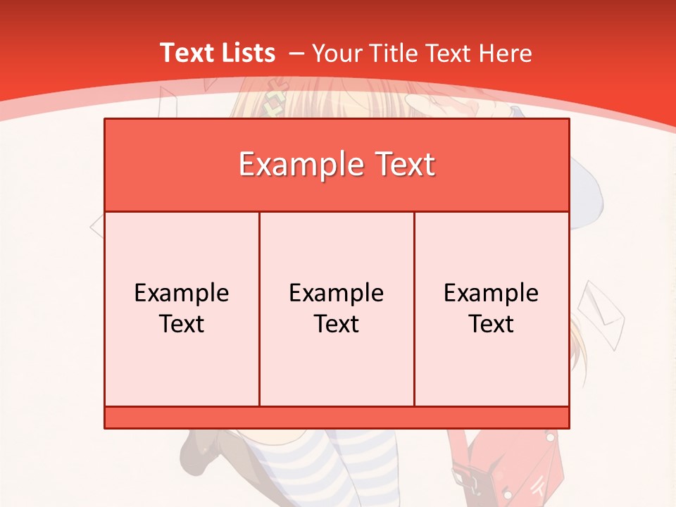 A Girl With A Red Purse Is Sitting On A Red And White Background PowerPoint Template