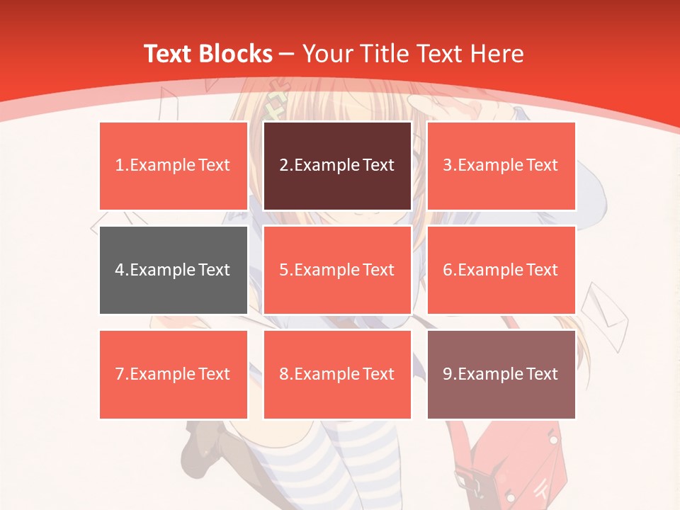 A Girl With A Red Purse Is Sitting On A Red And White Background PowerPoint Template