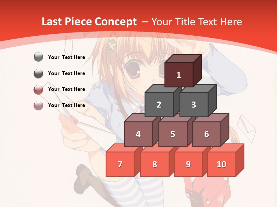 A Girl With A Red Purse Is Sitting On A Red And White Background PowerPoint Template