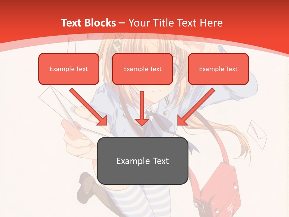 A Girl With A Red Purse Is Sitting On A Red And White Background PowerPoint Template