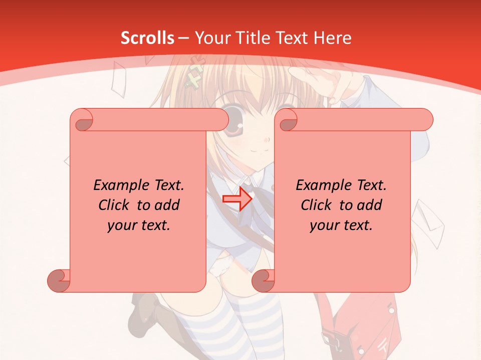 A Girl With A Red Purse Is Sitting On A Red And White Background PowerPoint Template