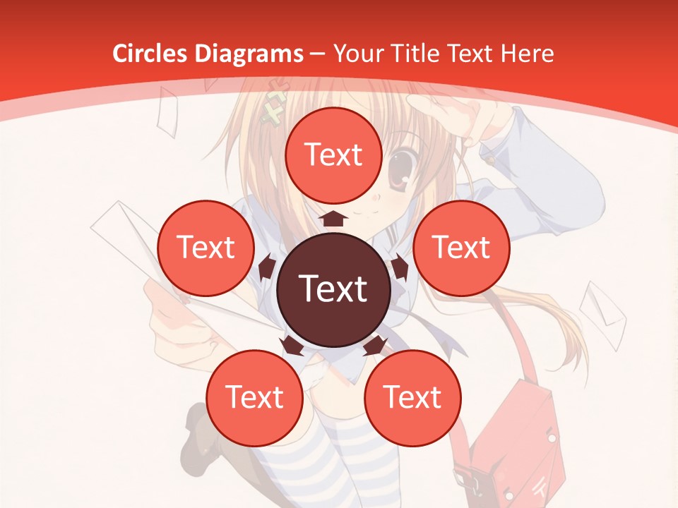 A Girl With A Red Purse Is Sitting On A Red And White Background PowerPoint Template