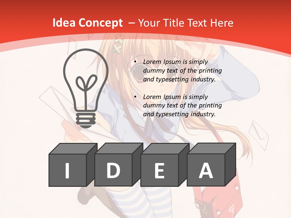 A Girl With A Red Purse Is Sitting On A Red And White Background PowerPoint Template