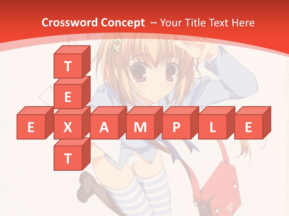 A Girl With A Red Purse Is Sitting On A Red And White Background PowerPoint Template