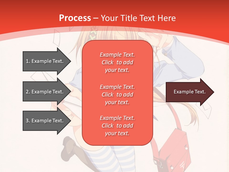 A Girl With A Red Purse Is Sitting On A Red And White Background PowerPoint Template