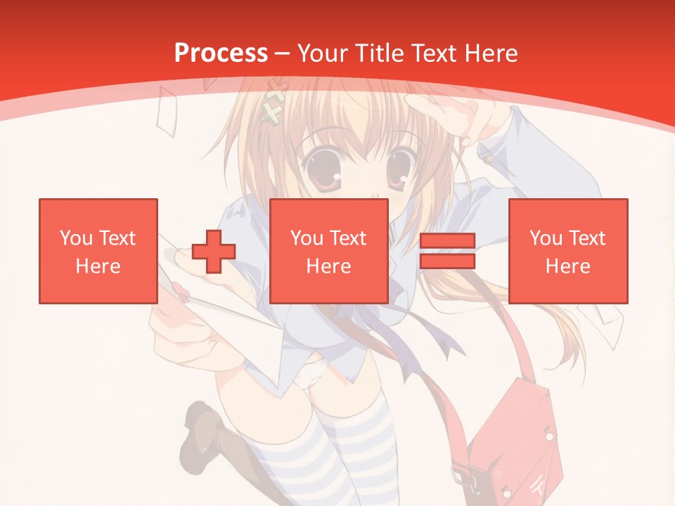 A Girl With A Red Purse Is Sitting On A Red And White Background PowerPoint Template