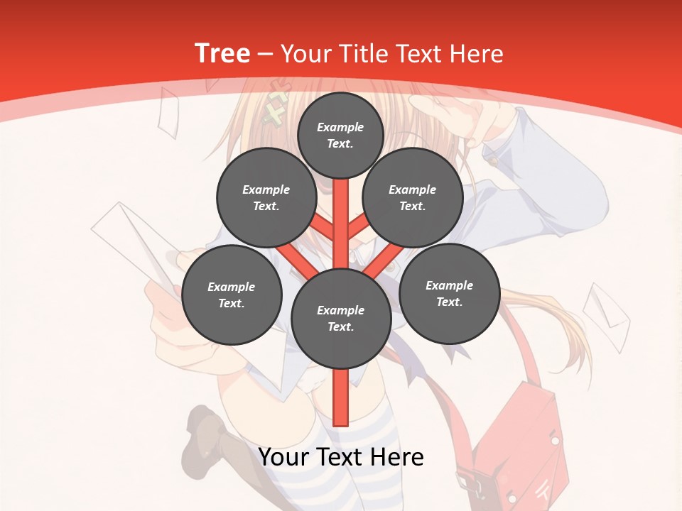 A Girl With A Red Purse Is Sitting On A Red And White Background PowerPoint Template