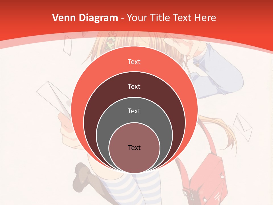 A Girl With A Red Purse Is Sitting On A Red And White Background PowerPoint Template