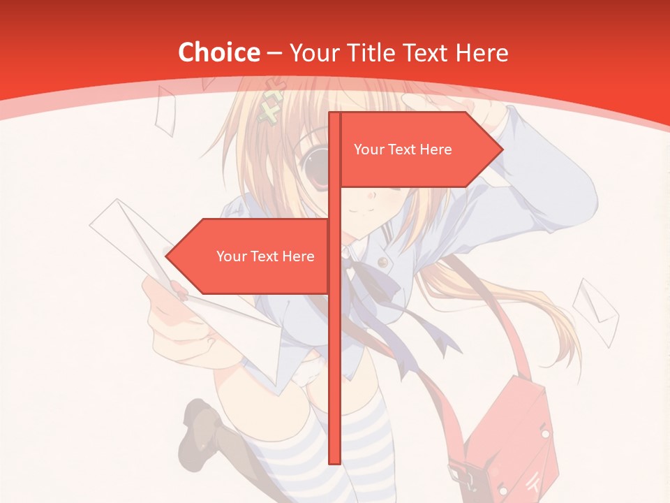 A Girl With A Red Purse Is Sitting On A Red And White Background PowerPoint Template