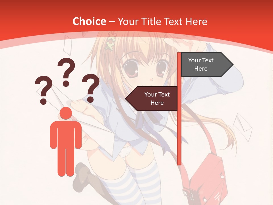 A Girl With A Red Purse Is Sitting On A Red And White Background PowerPoint Template