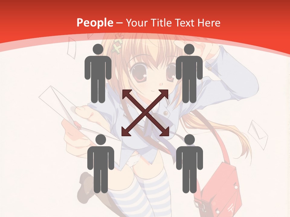 A Girl With A Red Purse Is Sitting On A Red And White Background PowerPoint Template