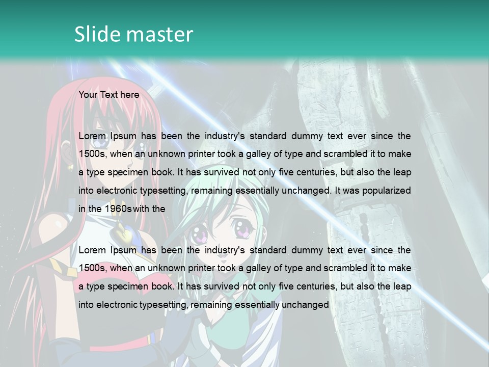 A Couple Of Anime Characters Standing Next To Each Other PowerPoint Template