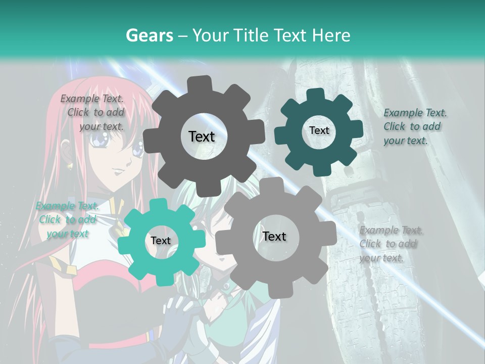 A Couple Of Anime Characters Standing Next To Each Other PowerPoint Template