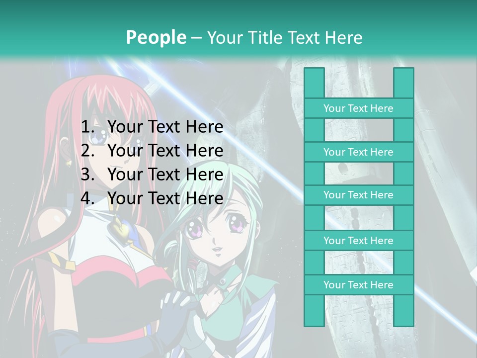 A Couple Of Anime Characters Standing Next To Each Other PowerPoint Template