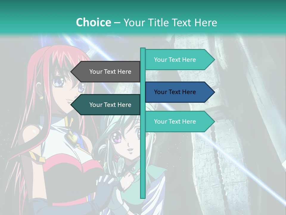 A Couple Of Anime Characters Standing Next To Each Other PowerPoint Template