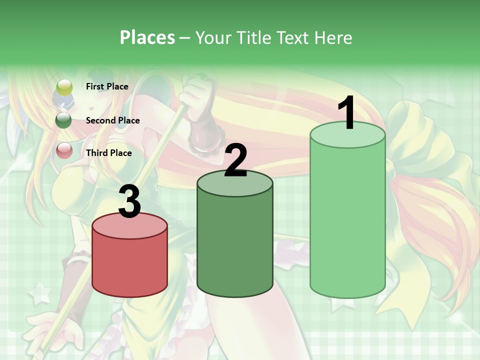 A Girl In A Green Dress Holding A Wand PowerPoint Template