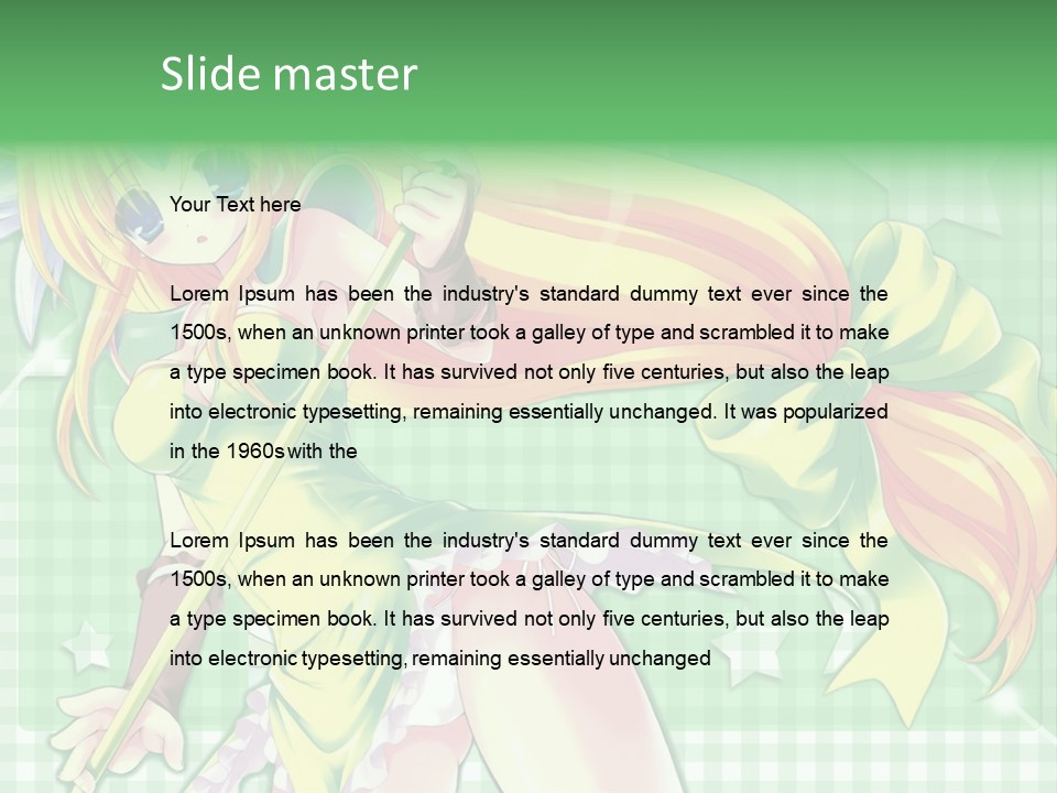 A Girl In A Green Dress Holding A Wand PowerPoint Template