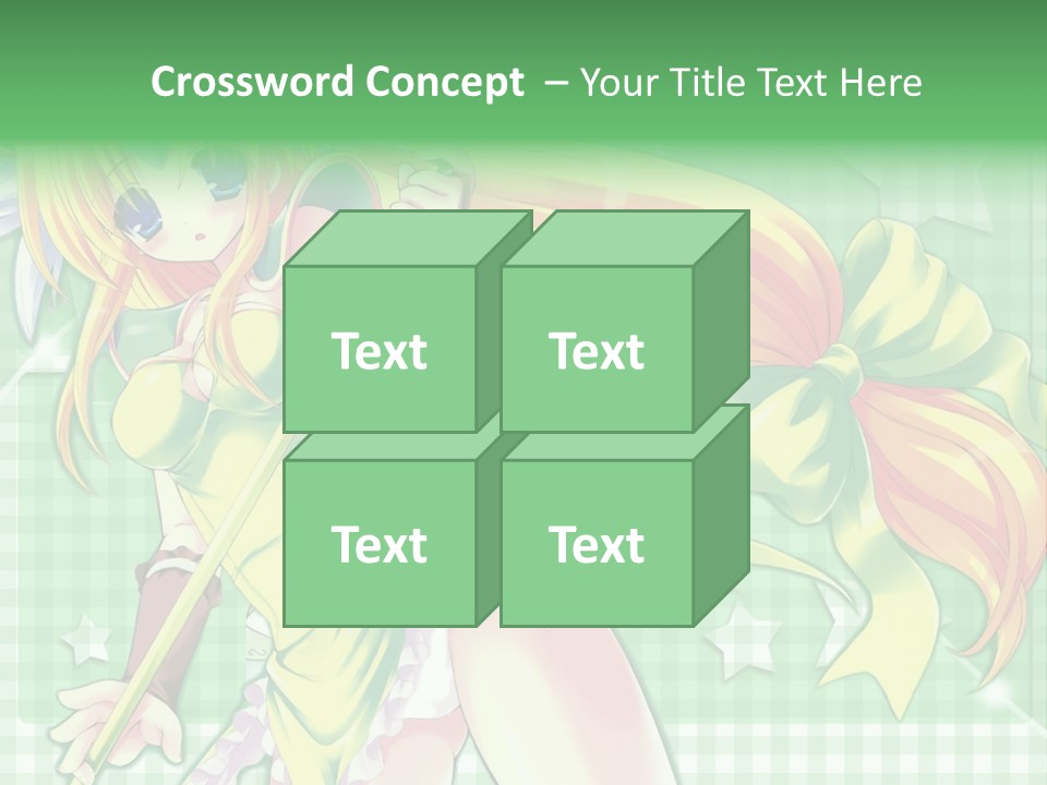 A Girl In A Green Dress Holding A Wand PowerPoint Template