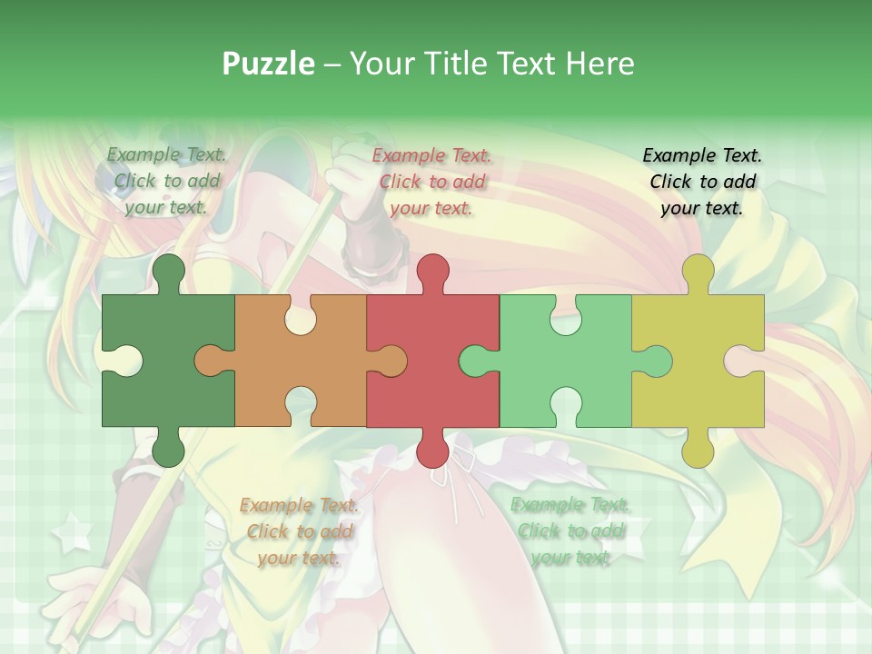 A Girl In A Green Dress Holding A Wand PowerPoint Template