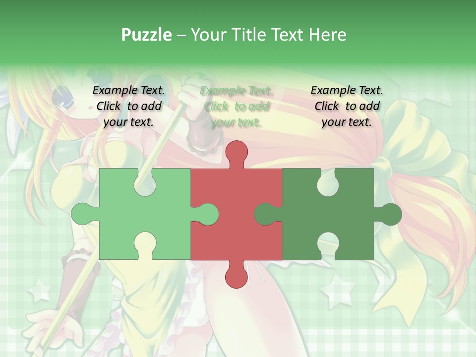 A Girl In A Green Dress Holding A Wand PowerPoint Template