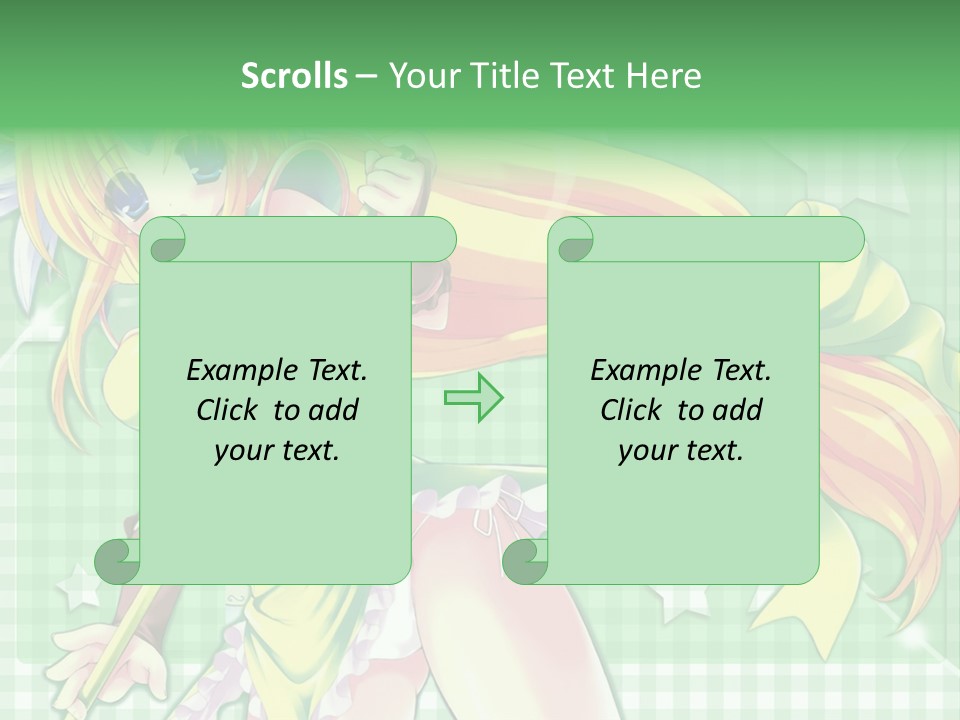 A Girl In A Green Dress Holding A Wand PowerPoint Template