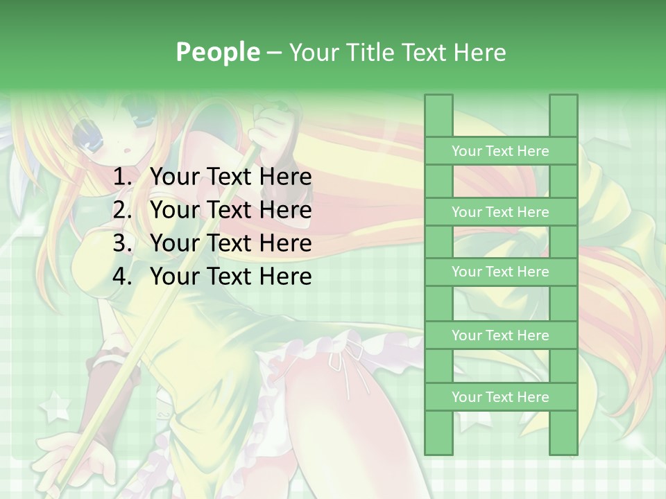 A Girl In A Green Dress Holding A Wand PowerPoint Template