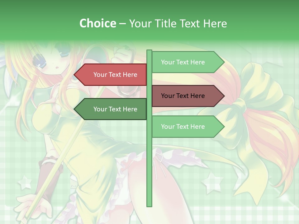 A Girl In A Green Dress Holding A Wand PowerPoint Template