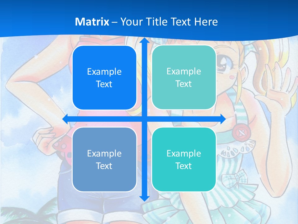 Two Young Girls Standing Next To Each Other On A Blue Background PowerPoint Template