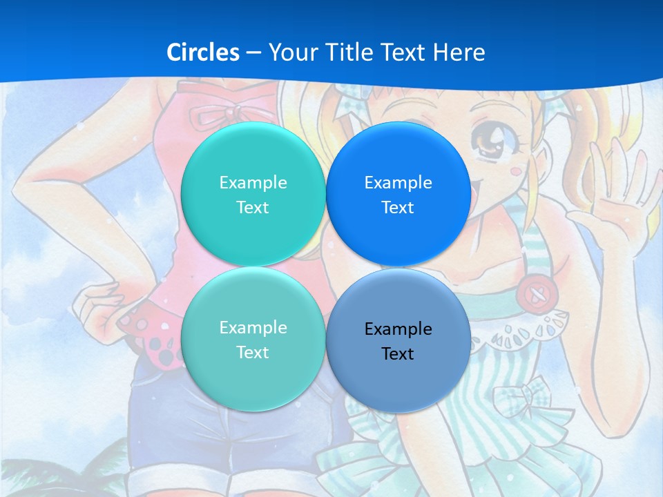 Two Young Girls Standing Next To Each Other On A Blue Background PowerPoint Template