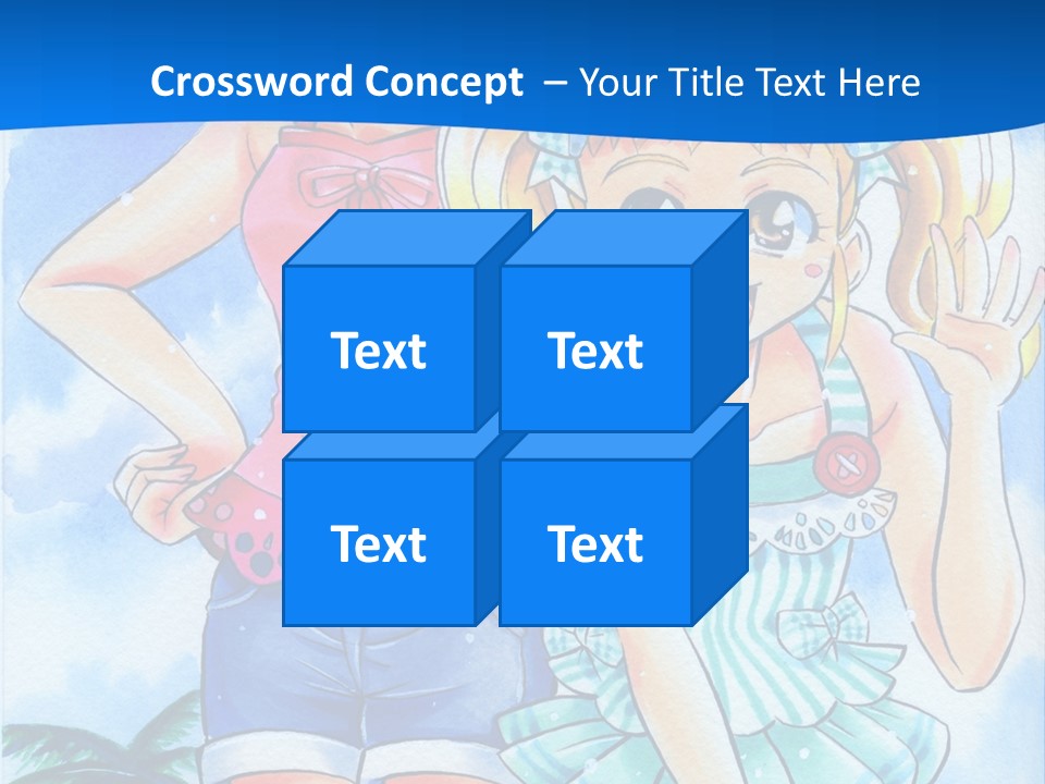 Two Young Girls Standing Next To Each Other On A Blue Background PowerPoint Template