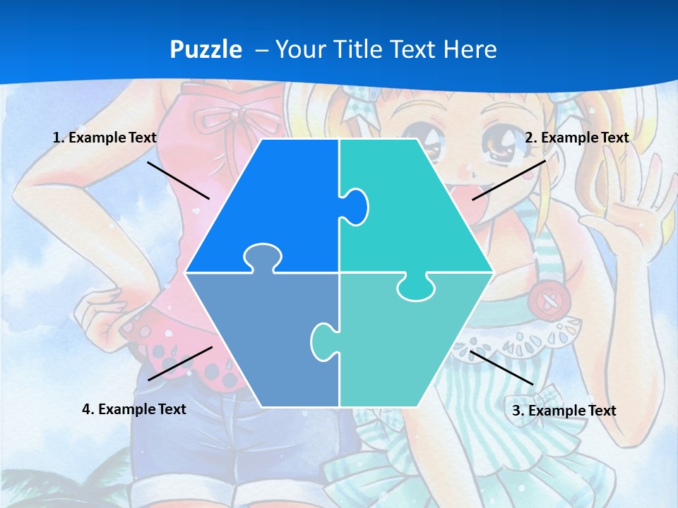 Two Young Girls Standing Next To Each Other On A Blue Background PowerPoint Template