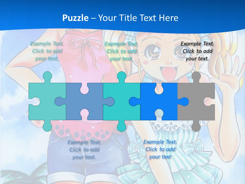 Two Young Girls Standing Next To Each Other On A Blue Background PowerPoint Template