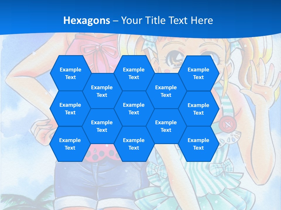 Two Young Girls Standing Next To Each Other On A Blue Background PowerPoint Template