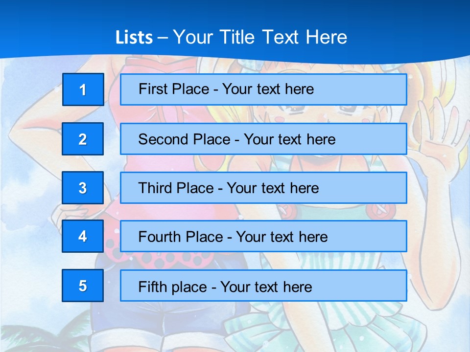 Two Young Girls Standing Next To Each Other On A Blue Background PowerPoint Template