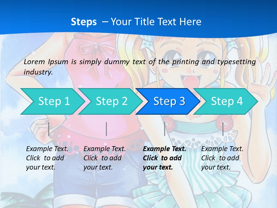 Two Young Girls Standing Next To Each Other On A Blue Background PowerPoint Template