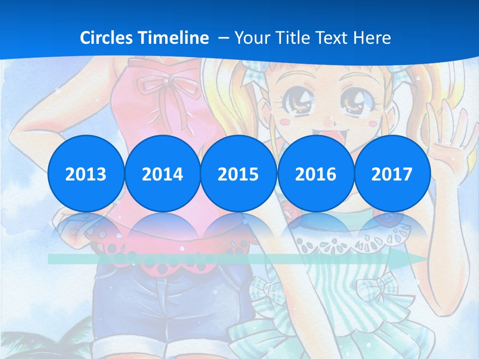 Two Young Girls Standing Next To Each Other On A Blue Background PowerPoint Template