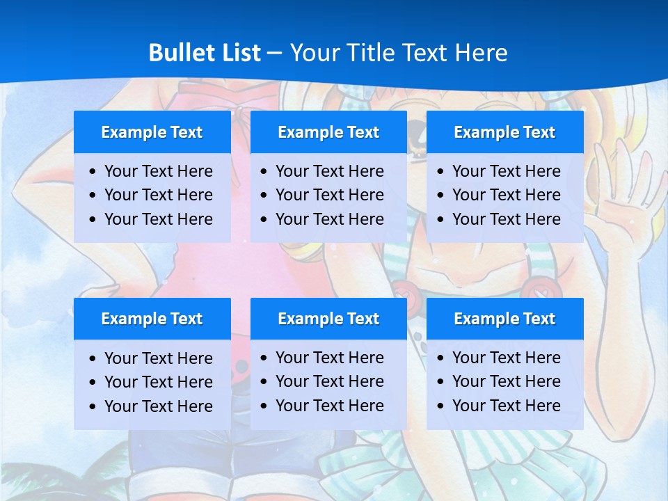 Two Young Girls Standing Next To Each Other On A Blue Background PowerPoint Template