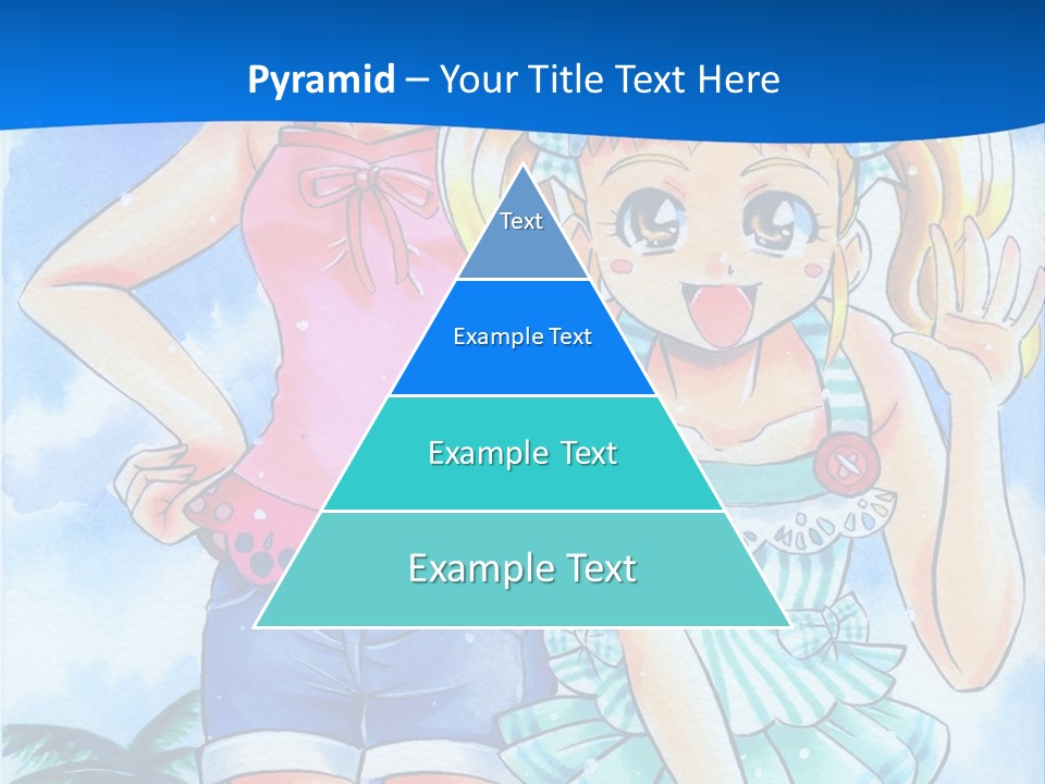 Two Young Girls Standing Next To Each Other On A Blue Background PowerPoint Template