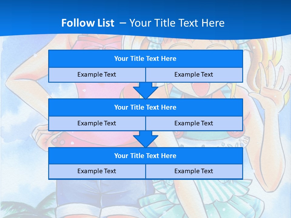 Two Young Girls Standing Next To Each Other On A Blue Background PowerPoint Template