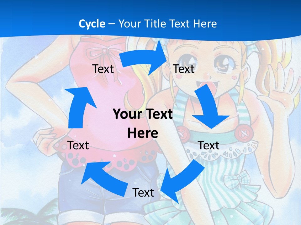 Two Young Girls Standing Next To Each Other On A Blue Background PowerPoint Template