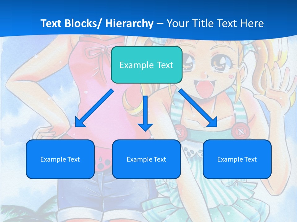 Two Young Girls Standing Next To Each Other On A Blue Background PowerPoint Template